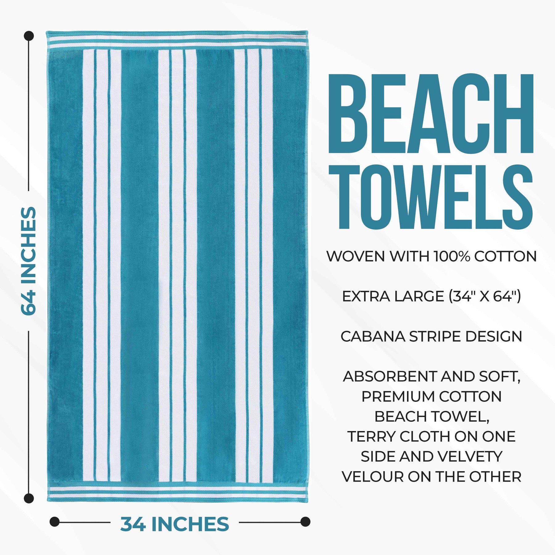 Striped Extra Large Oversized Absorbent Quick Dry Cotton Beach Towel - Beach Towel by Superior