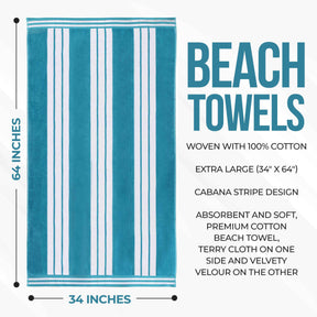 Striped Extra Large Oversized Absorbent Quick Dry Cotton Beach Towel - Beach Towel by Superior