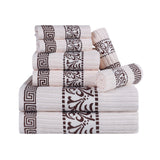 Superior Athens Cotton Greek Key Trim 8 Piece Towel Set - Towel Set by Superior