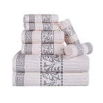 Superior Athens Cotton Greek Key Trim 8 Piece Towel Set - Towel Set by Superior