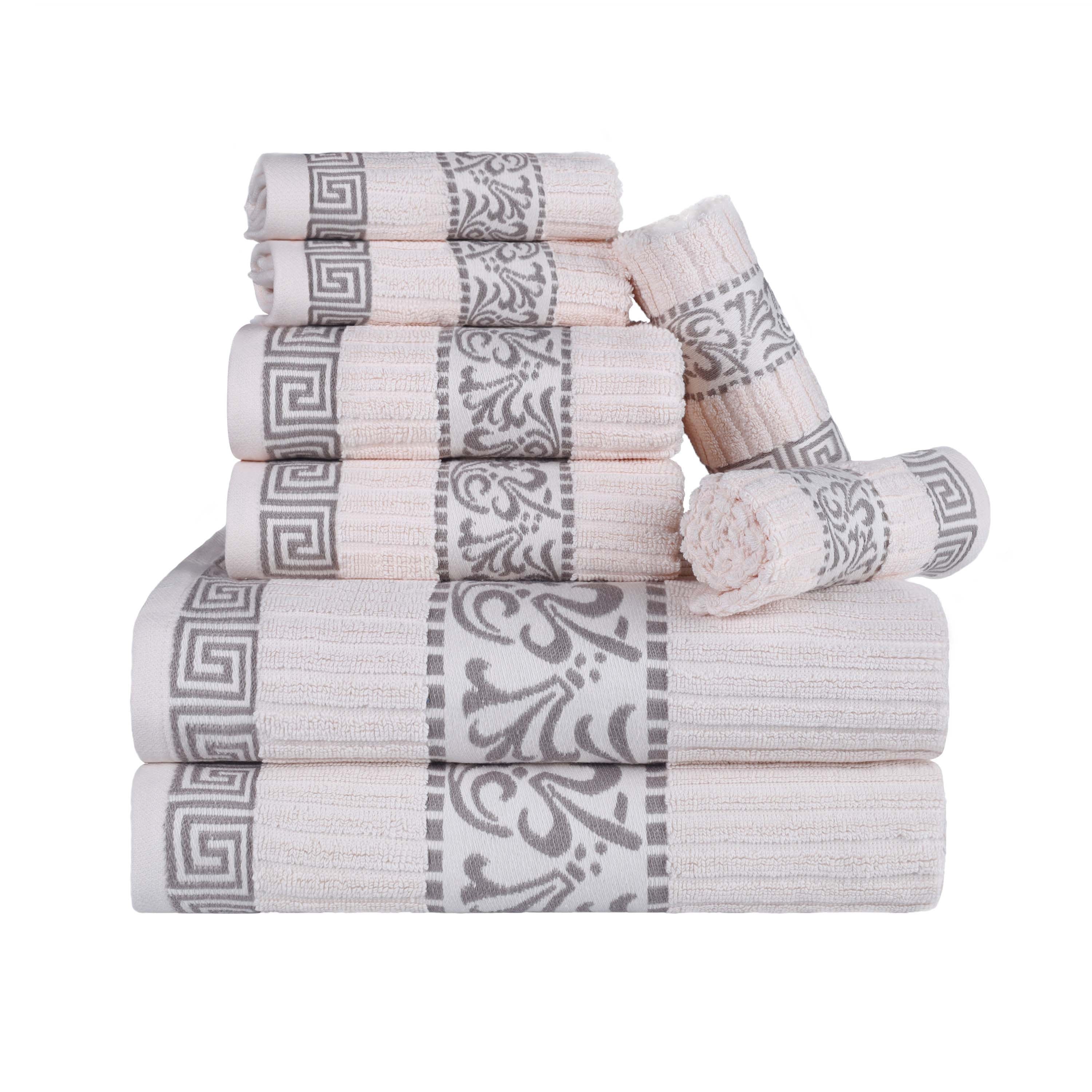 Superior Athens Cotton Greek Key Trim 8 Piece Towel Set - Towel Set by Superior