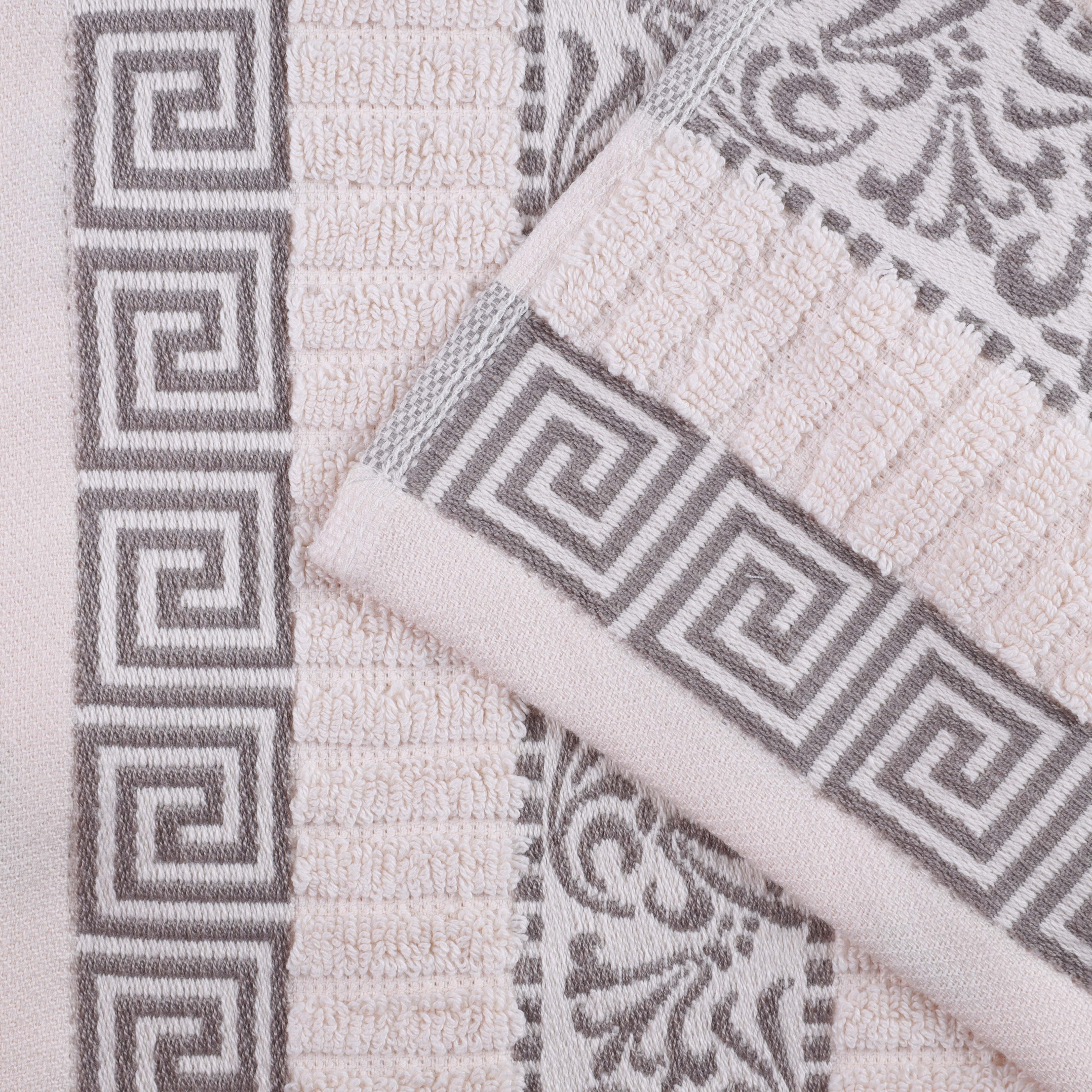 Superior Athens Cotton Greek Key Trim 8 Piece Towel Set - Towel Set by Superior