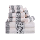 Superior Athens Cotton Greek Key Trim 8 Piece Towel Set - Towel Set by Superior