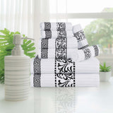 Superior Athens Cotton Greek Key Trim 8 Piece Towel Set - Towel Set by Superior