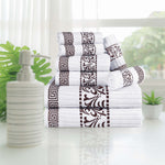 Superior Athens Cotton Greek Key Trim 8 Piece Towel Set - Towel Set by Superior