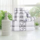 Superior Athens Cotton Greek Key Trim 8 Piece Towel Set - Towel Set by Superior