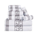 Superior Athens Cotton Greek Key Trim 8 Piece Towel Set - Towel Set by Superior