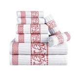 Superior Athens Cotton Greek Key Trim 8 Piece Towel Set - Towel Set by Superior