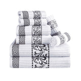 Superior Athens Cotton Greek Key Trim 8 Piece Towel Set - Towel Set by Superior