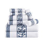 Superior Athens Cotton Greek Key Trim 8 Piece Towel Set - Towel Set by Superior