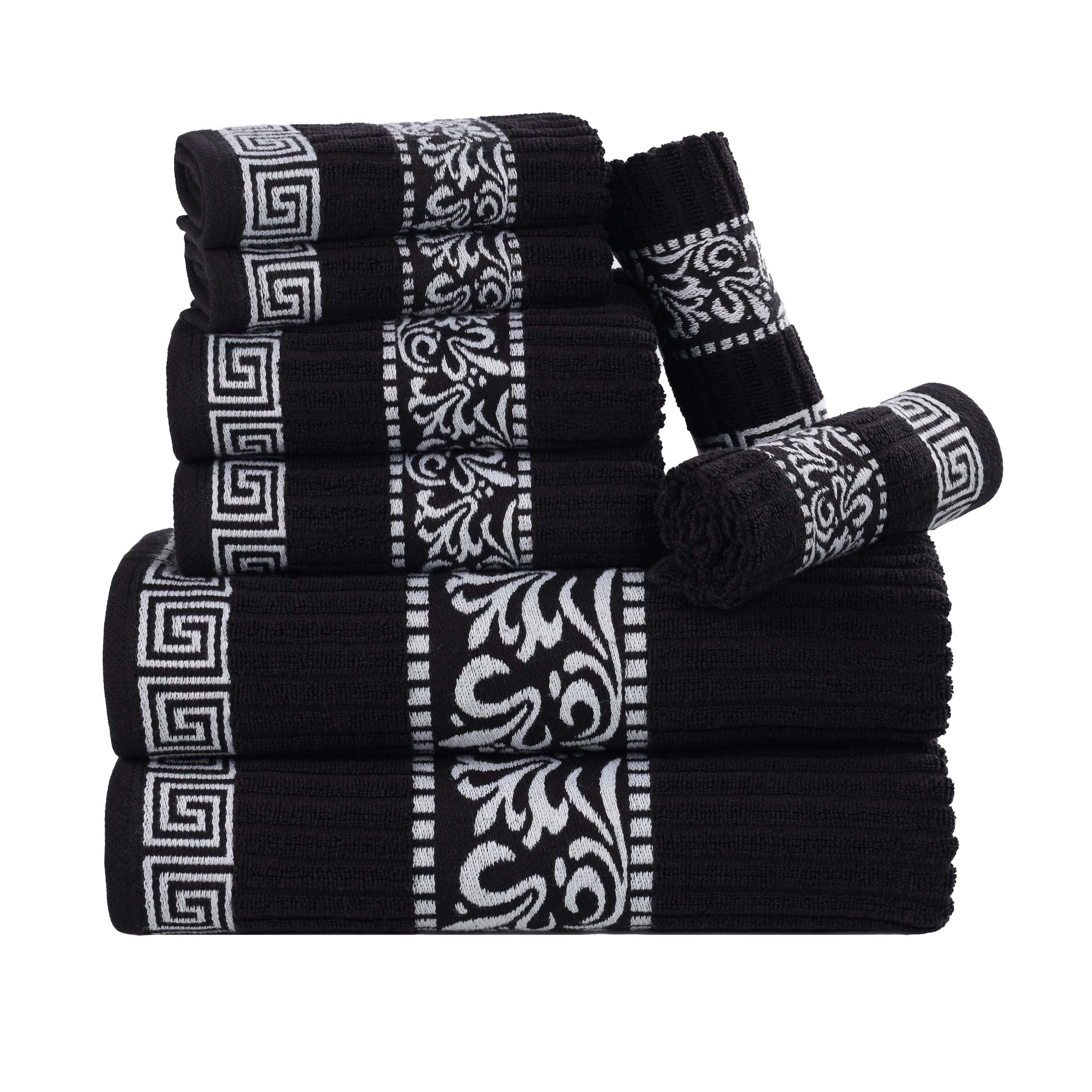 Superior Athens Cotton Greek Key Trim 8 Piece Towel Set - Towel Set by Superior