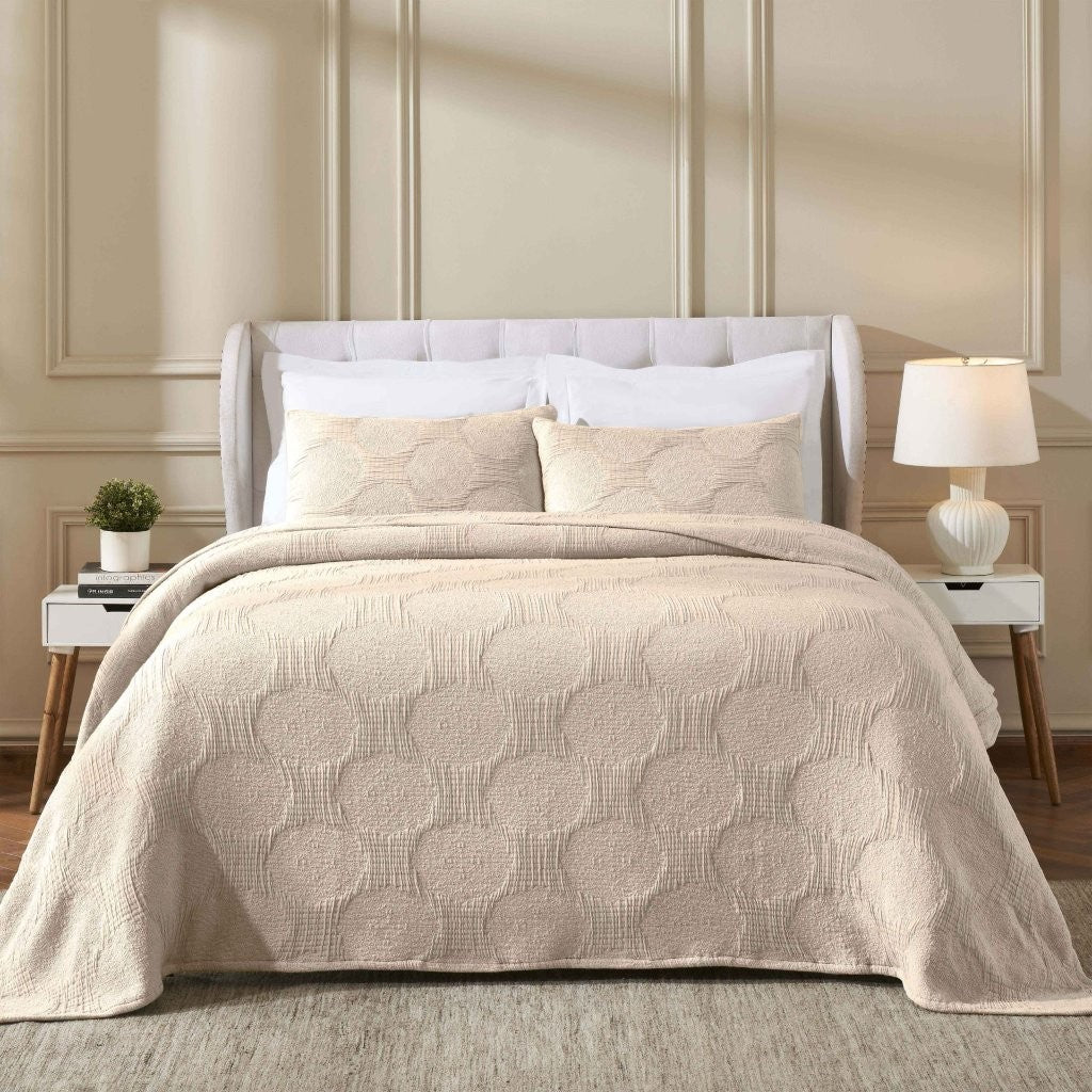 Tanta Cotton Medium Weight Textured Modern Circles Woven Coverlet - Coverlet by Superior