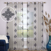 Traditional Embroidered Damask Sheer Grommet Curtain Panel Set - Sheer Curtains by Superior