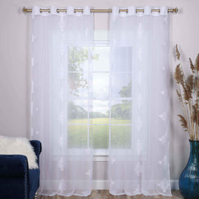 Traditional Embroidered Damask Sheer Grommet Curtain Panel Set - Sheer Curtains by Superior