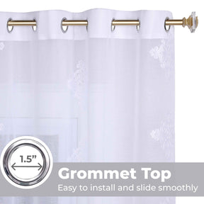 Traditional Embroidered Damask Sheer Grommet Curtain Panel Set - Sheer Curtains by Superior