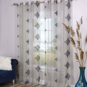 Traditional Embroidered Damask Sheer Grommet Curtain Panel Set - Sheer Curtains by Superior