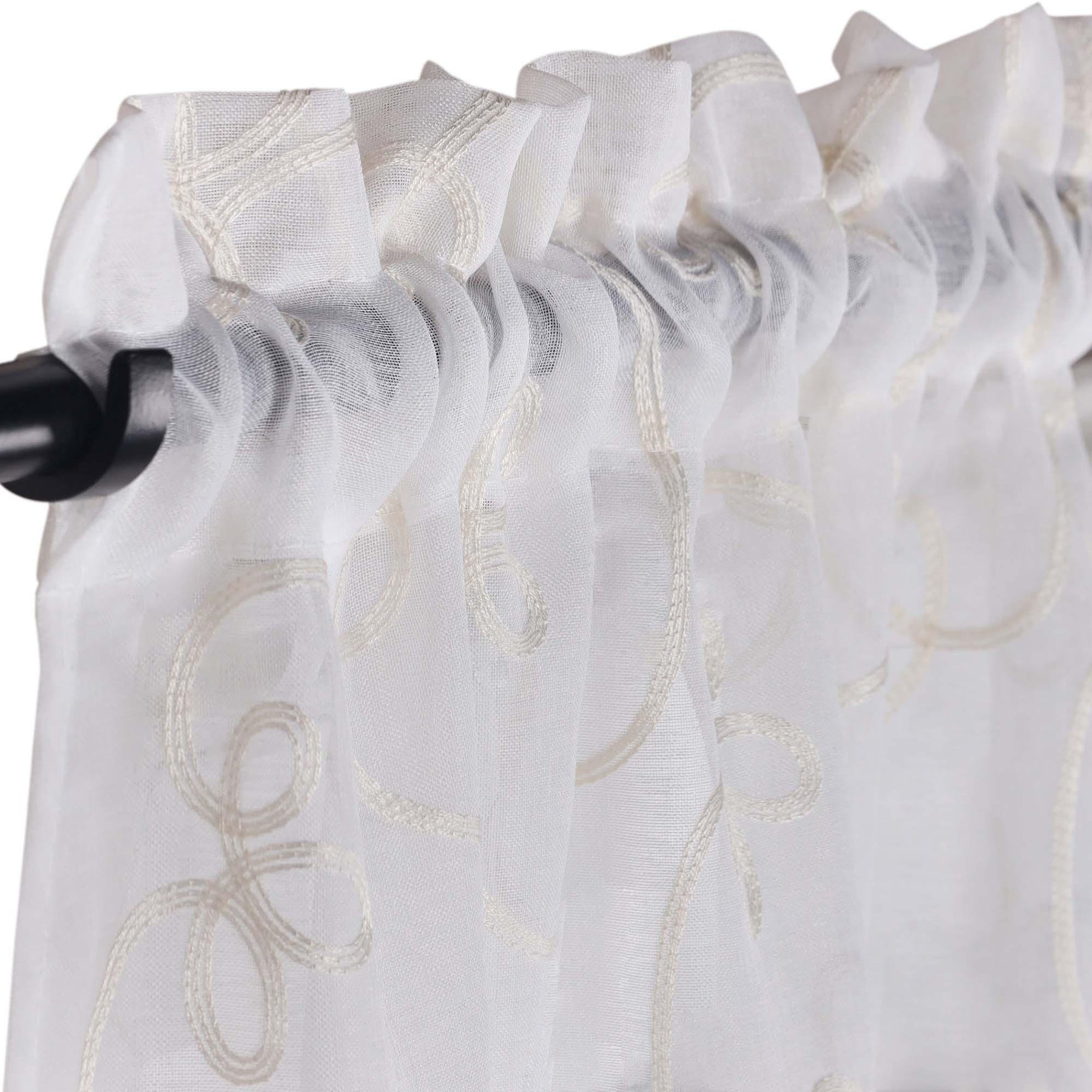 Traditional Embroidered Scroll Sheer Grommet Curtain Panel Set - Sheer Curtains by Superior