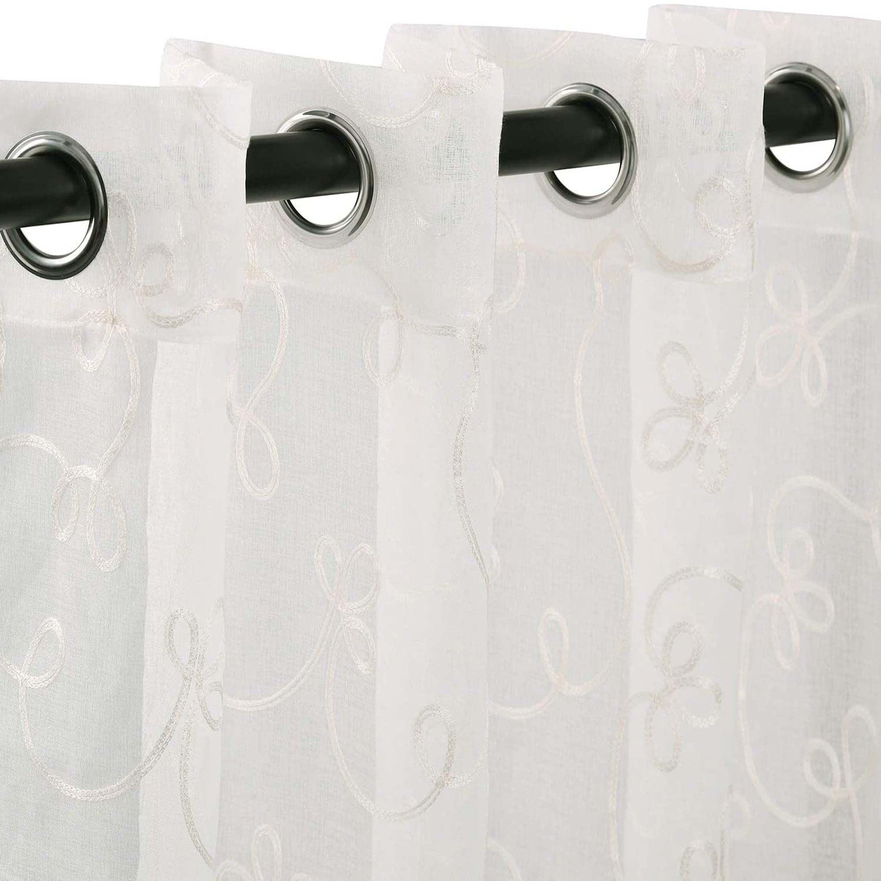 Traditional Embroidered Scroll Sheer Grommet Curtain Panel Set - Sheer Curtains by Superior