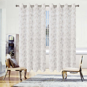 Traditional Embroidered Scroll Sheer Grommet Curtain Panel Set - Sheer Curtains by Superior