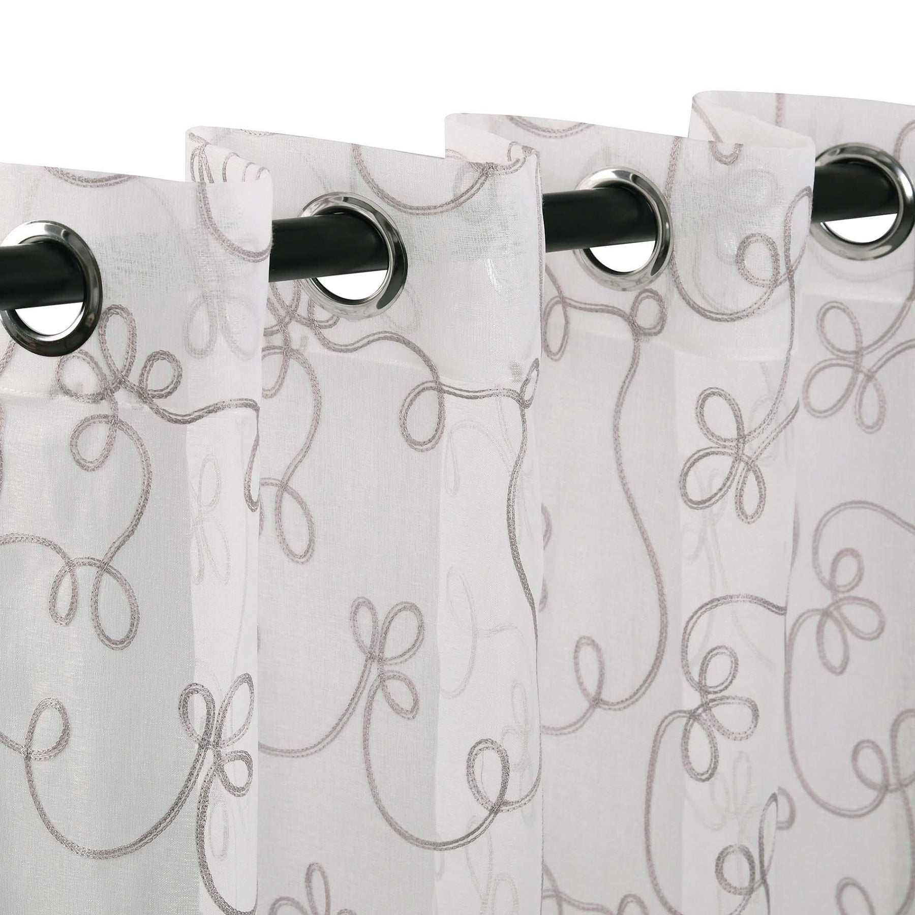 Traditional Embroidered Scroll Sheer Grommet Curtain Panel Set - Sheer Curtains by Superior