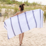 Tropical Cabana Stripe Fouta 2 Piece Beach Towel with Tassels - Beach Towel by Superior