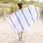 Tropical Cabana Stripe Fouta 2 Piece Beach Towel with Tassels - Beach Towel by Superior