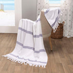 Tropical Cabana Stripe Fouta 2 Piece Beach Towel with Tassels - Beach Towel by Superior