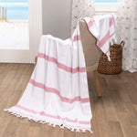 Tropical Cabana Stripe Fouta 2 Piece Beach Towel with Tassels - Beach Towel by Superior