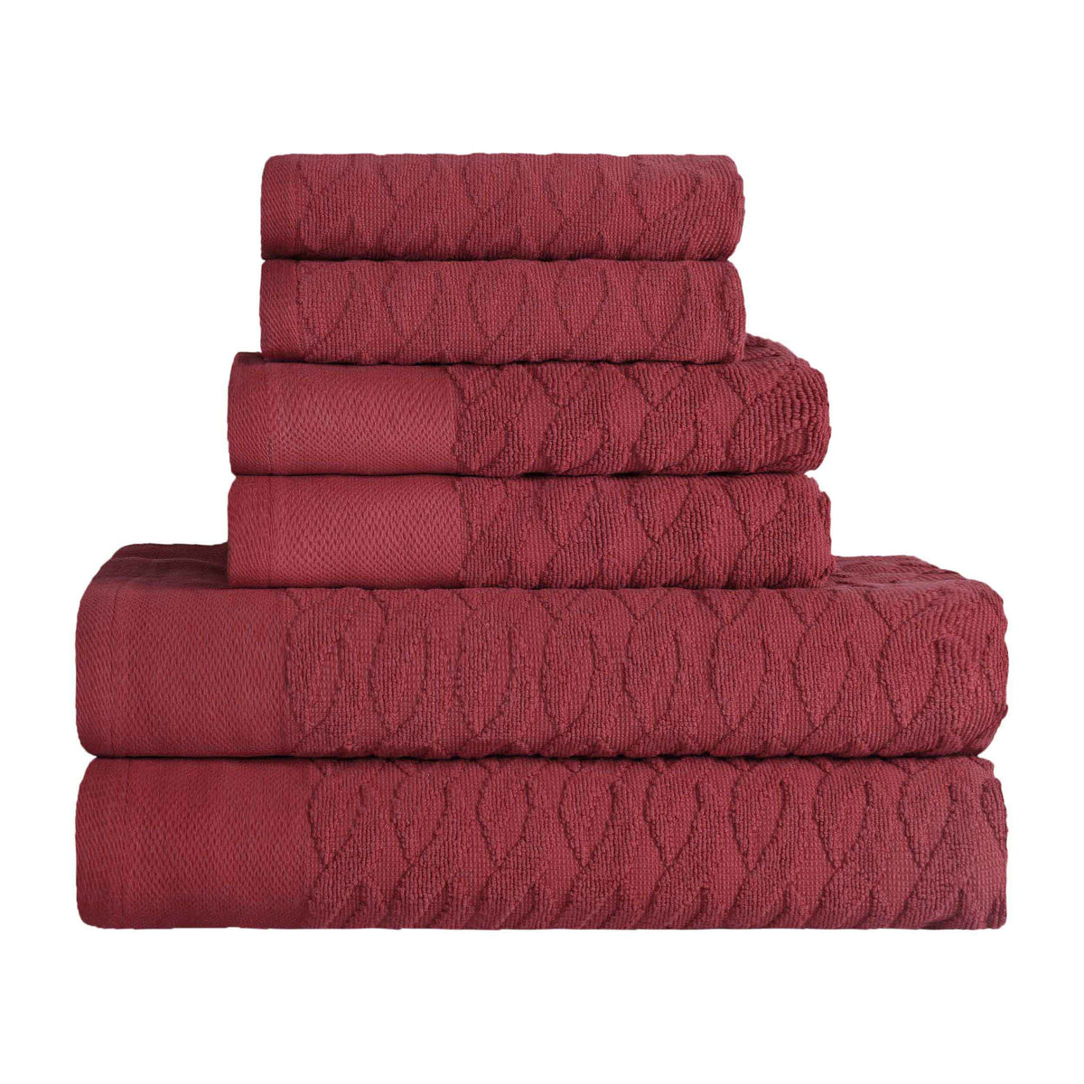 Turkish Cotton Herringbone Jacquard Assorted 6 Piece Towel Set - Towel Set by Superior