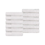 Turkish Cotton Jacquard Herringbone and Solid 12 Piece Face Towel Set - Face Towel by Superior