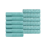 Turkish Cotton Jacquard Herringbone and Solid 12 Piece Face Towel Set - Face Towel by Superior