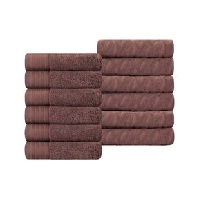 Turkish Cotton Jacquard Herringbone and Solid 12 Piece Face Towel Set - Face Towel by Superior