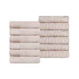 Turkish Cotton Jacquard Herringbone and Solid 12 Piece Face Towel Set - Face Towel by Superior