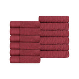 Turkish Cotton Jacquard Herringbone and Solid 12 Piece Face Towel Set - Face Towel by Superior