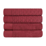 Turkish Cotton Jacquard Herringbone and Solid 4 Piece Bath Towel Set - Bath Towel by Superior