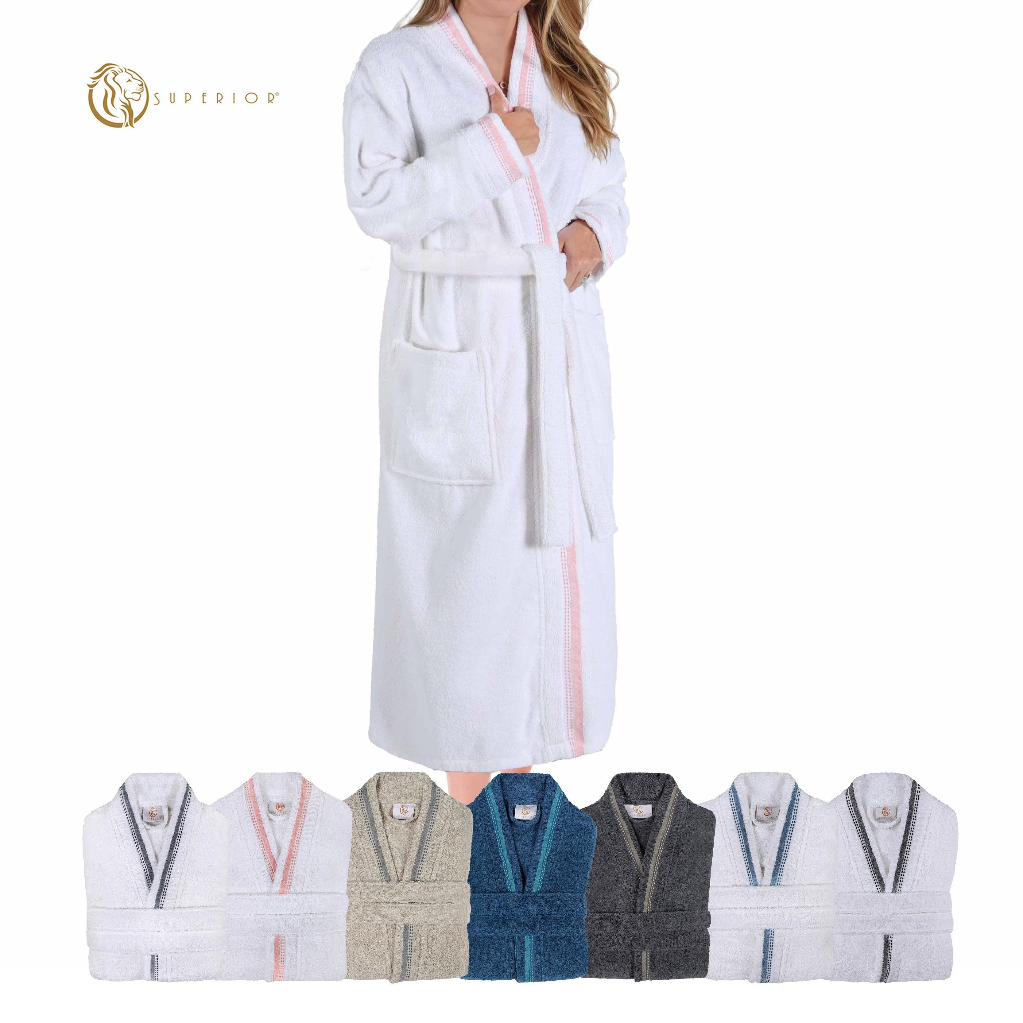 Turkish Cotton Terry Kimono Embroidered Super-Soft Unisex Bathrobe - Bath Robe by Superior