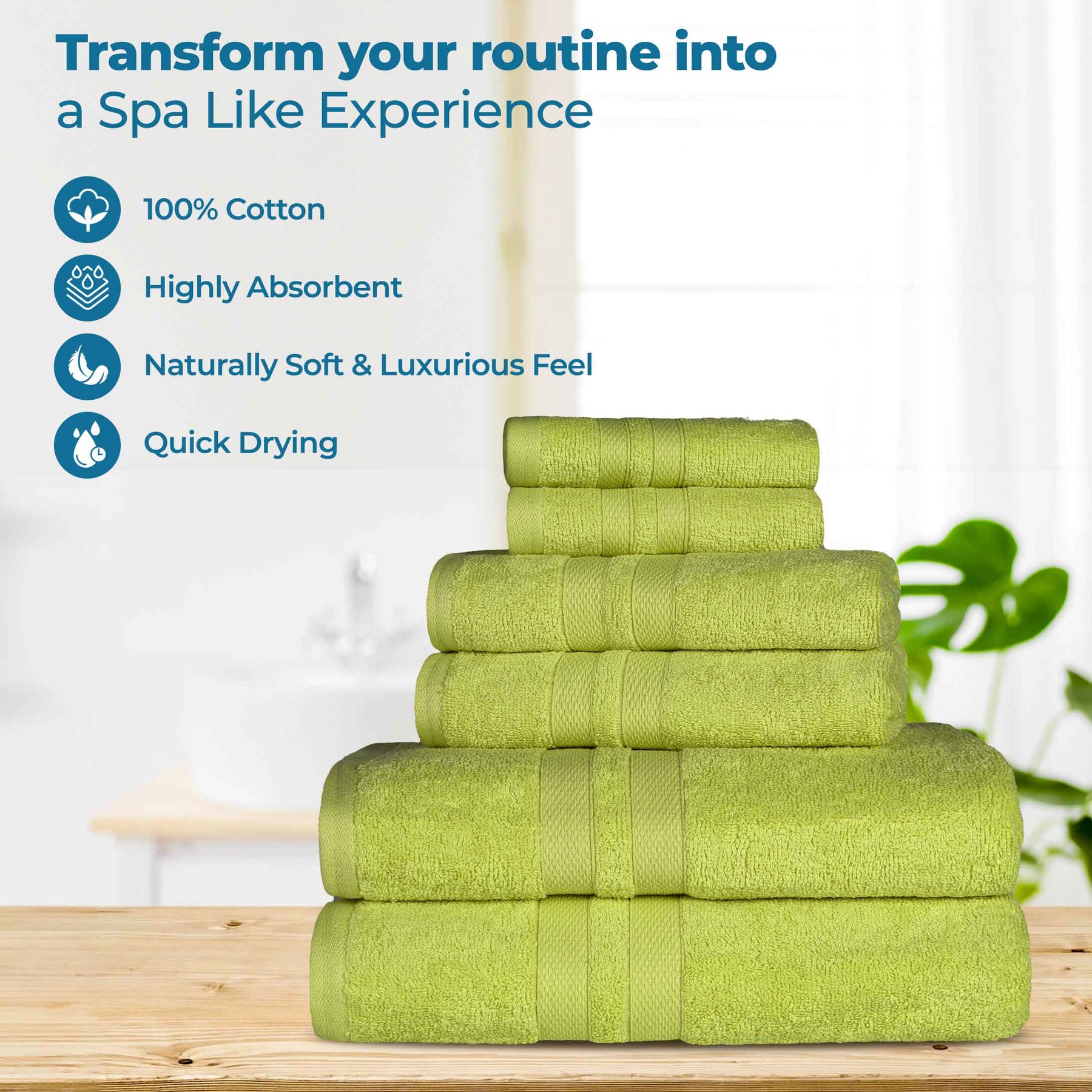 Ultra Soft Cotton Absorbent Solid Assorted 6 Piece Towel Set - Towel Set by Superior