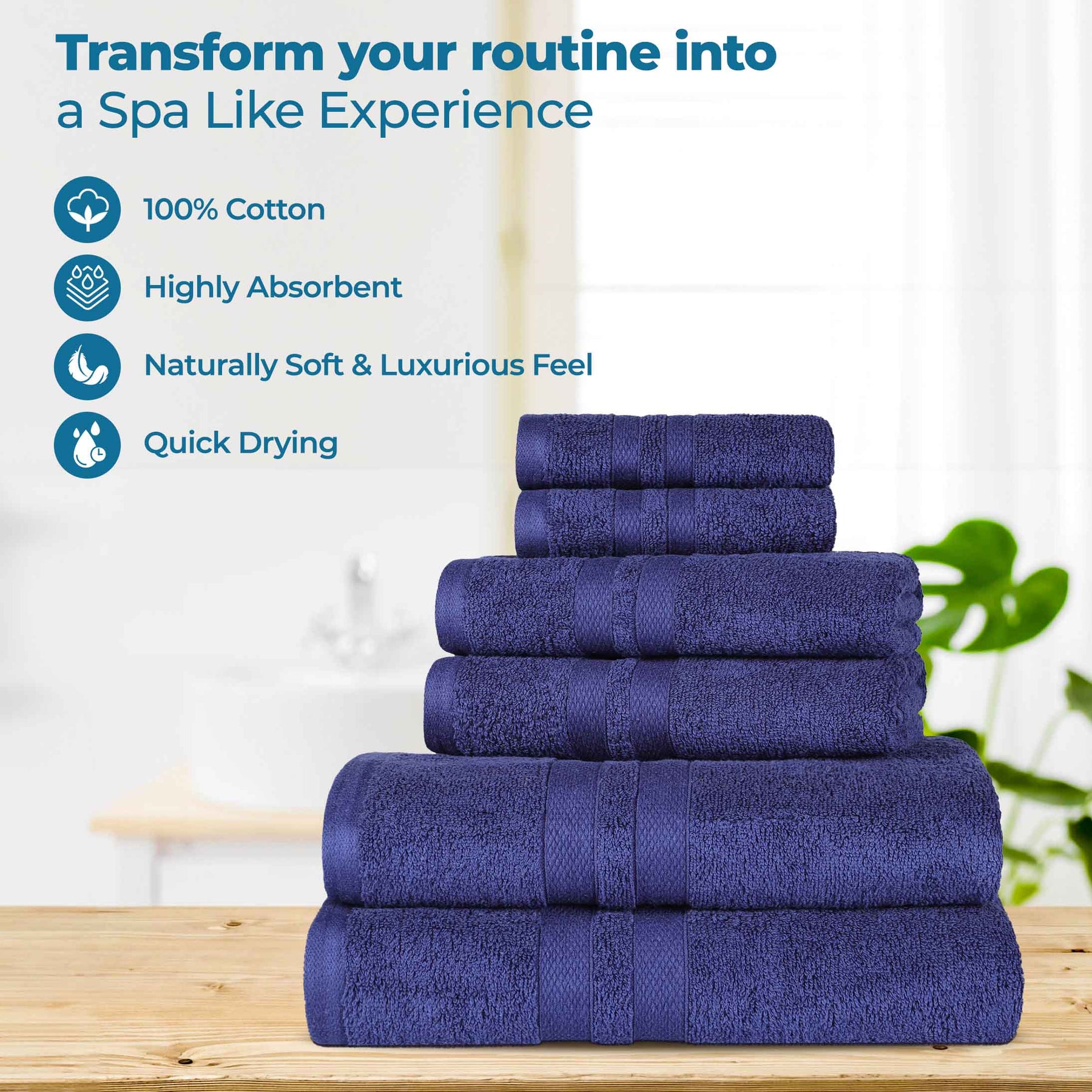 Ultra Soft Cotton Absorbent Solid Assorted 6 Piece Towel Set - Towel Set by Superior