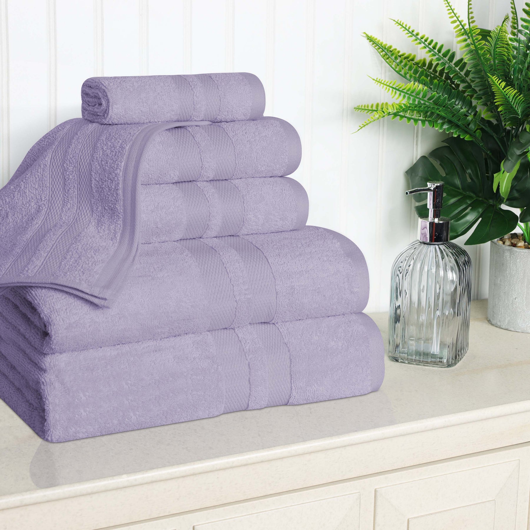 Ultra Soft Cotton Absorbent Solid Assorted 6 Piece Towel Set - Towel Set by Superior