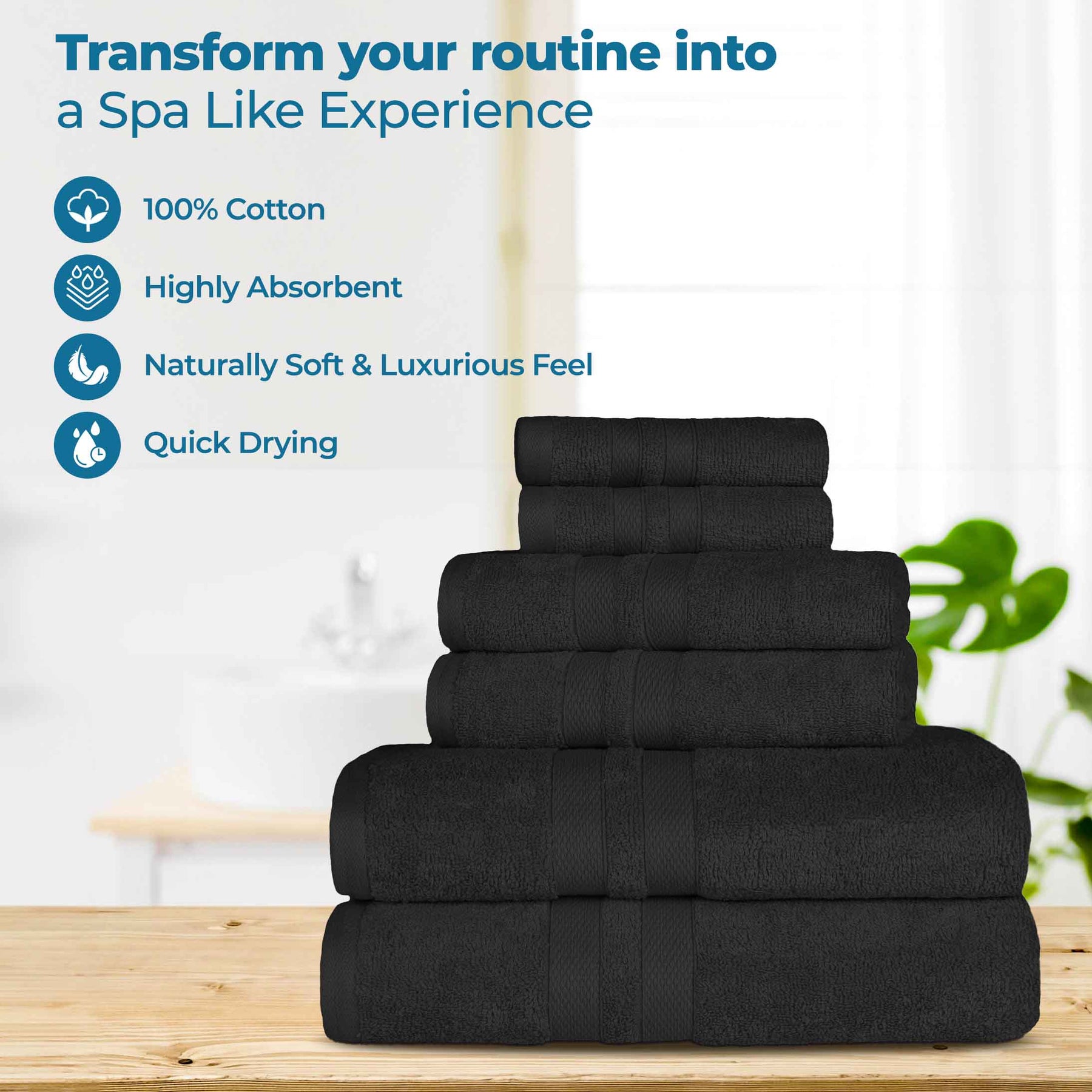 Ultra Soft Cotton Absorbent Solid Assorted 6 Piece Towel Set - Towel Set by Superior