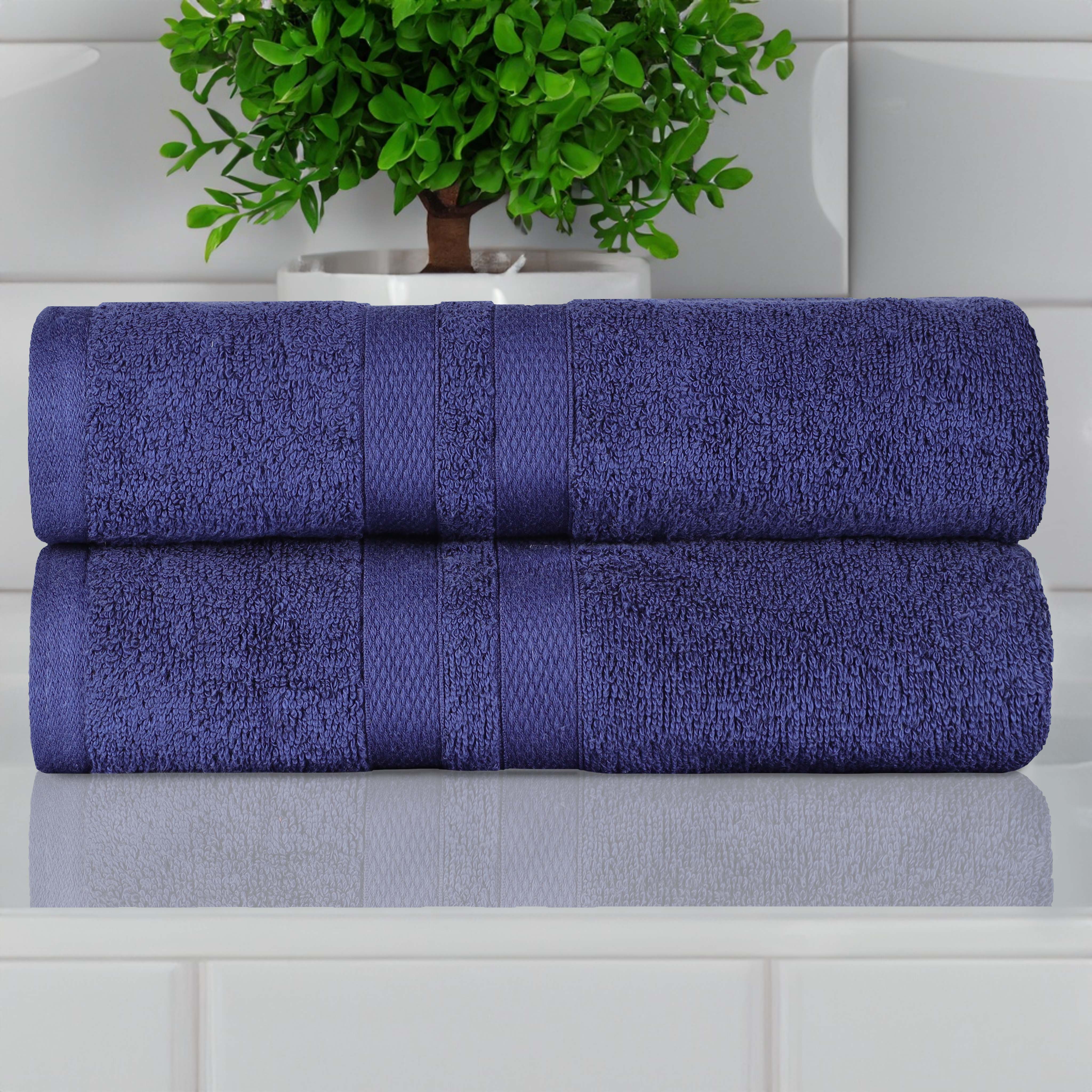 Ultra-Soft Cotton Solid Medium Weight Absorbent Bath Towel Set of 2 - Towel Set by Superior