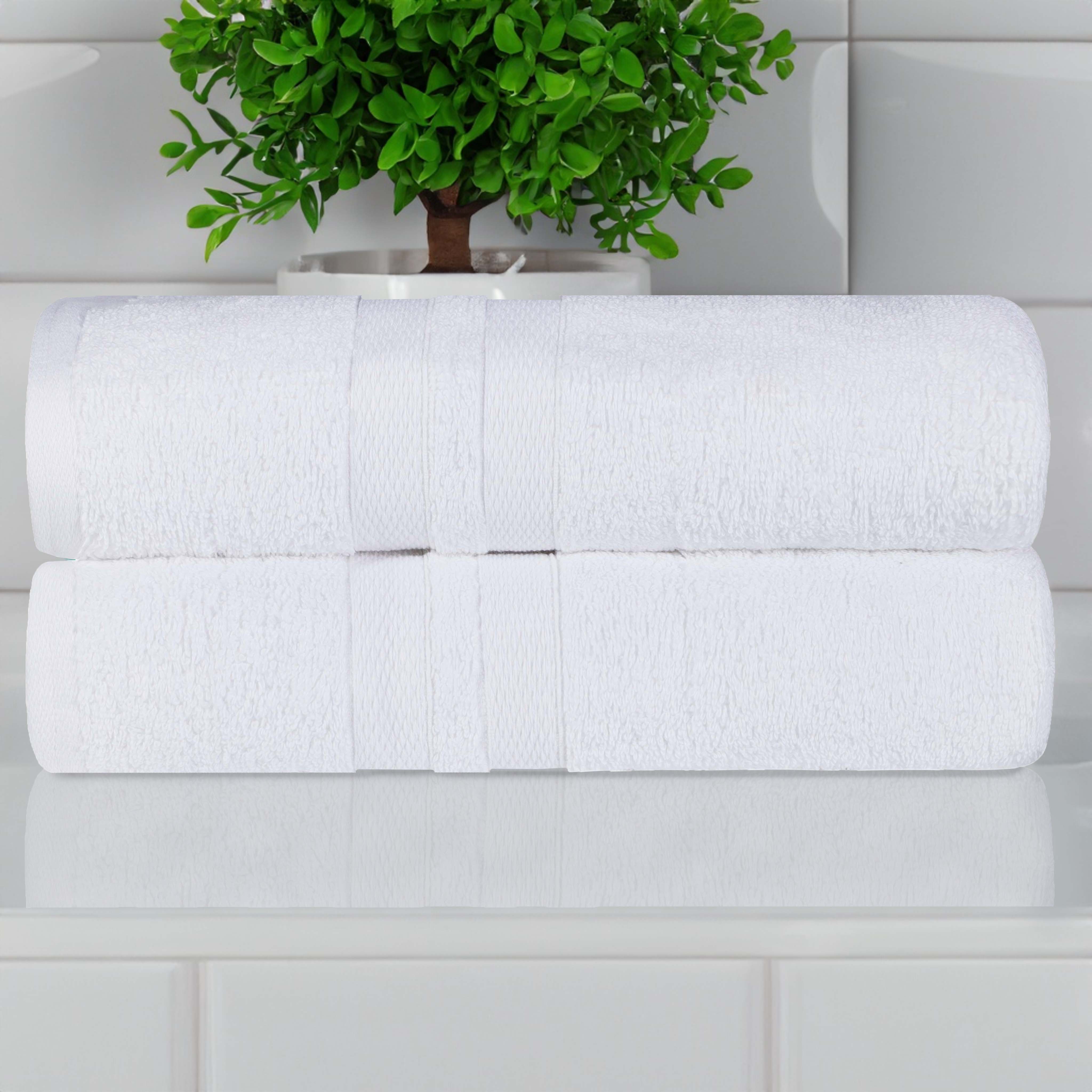 Ultra-Soft Cotton Solid Medium Weight Absorbent Bath Towel Set of 2 - Towel Set by Superior