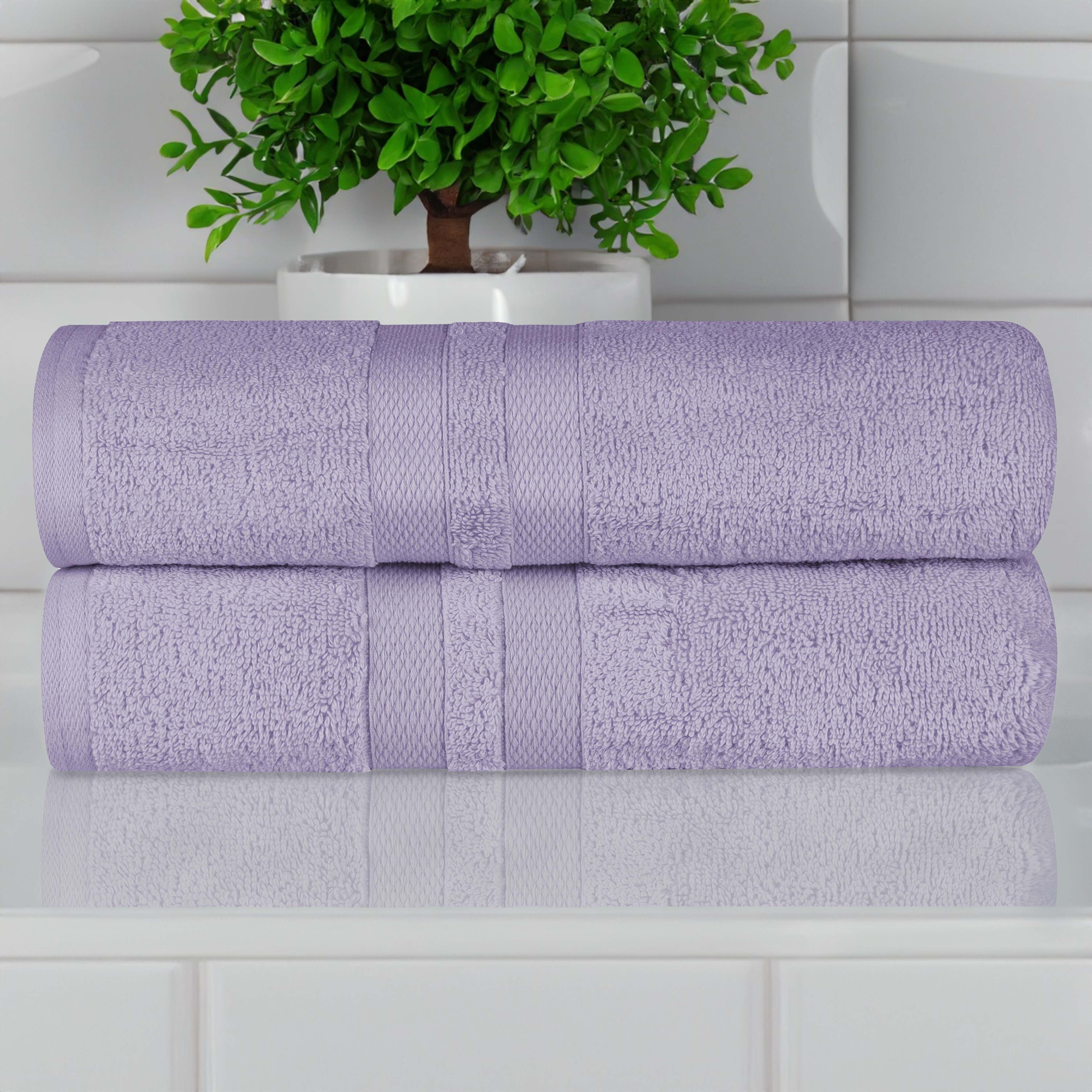 Ultra-Soft Cotton Solid Medium Weight Absorbent Bath Towel Set of 2 - Towel Set by Superior