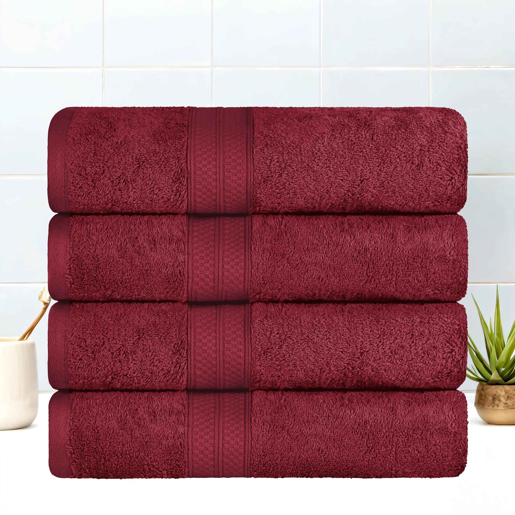 Ultra-Soft Rayon from Bamboo Cotton Blend 4 Piece Bath Towel Set - Bath Towel by Superior