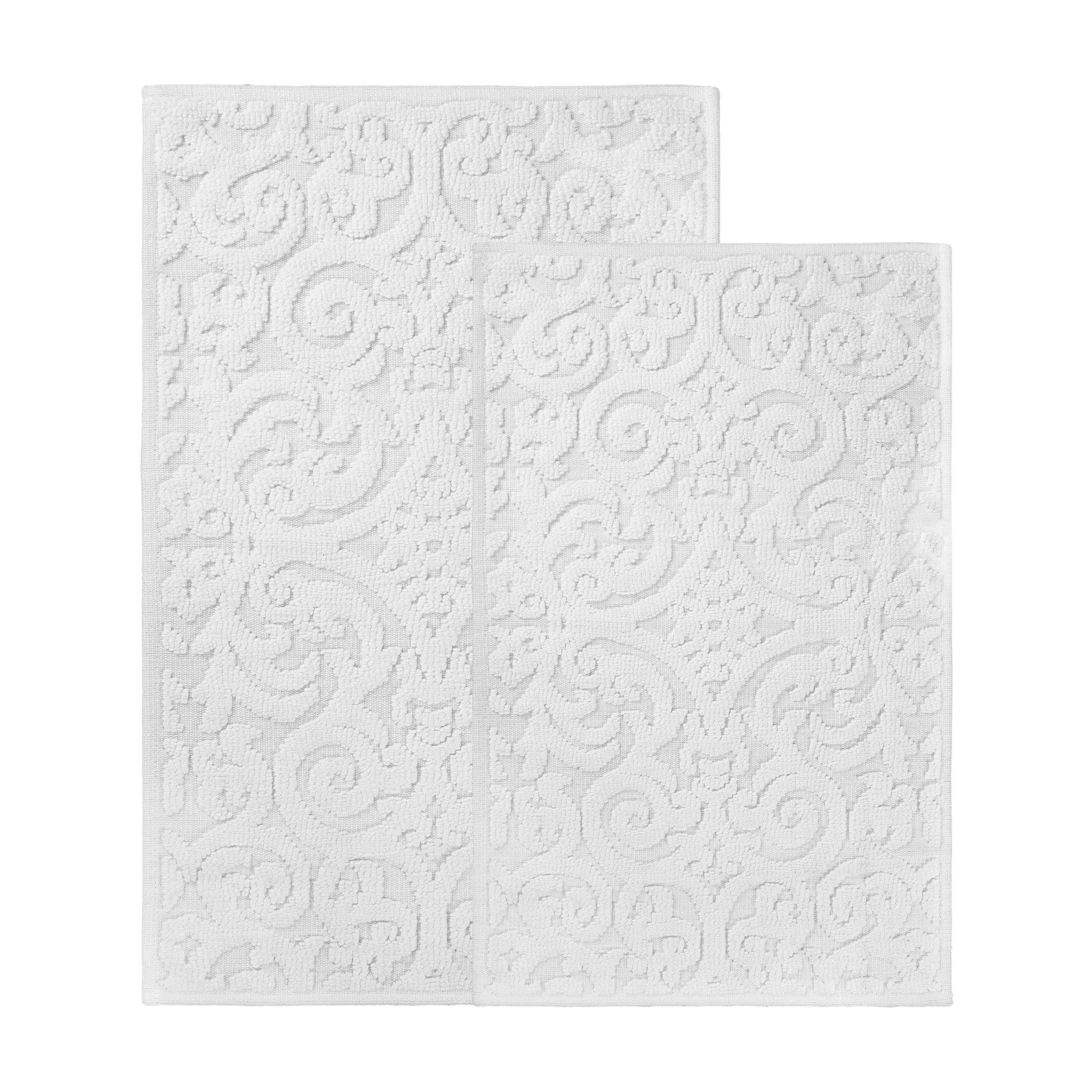 Venere Floral Scroll Textured Machine Washable Bath Rugs, Set of 2 - Bath Rugs by Superior