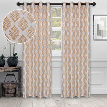 Venetian Damask Jacquard Grommet Traditional Curtain Panel Set - Semi Sheer Curtains by Superior