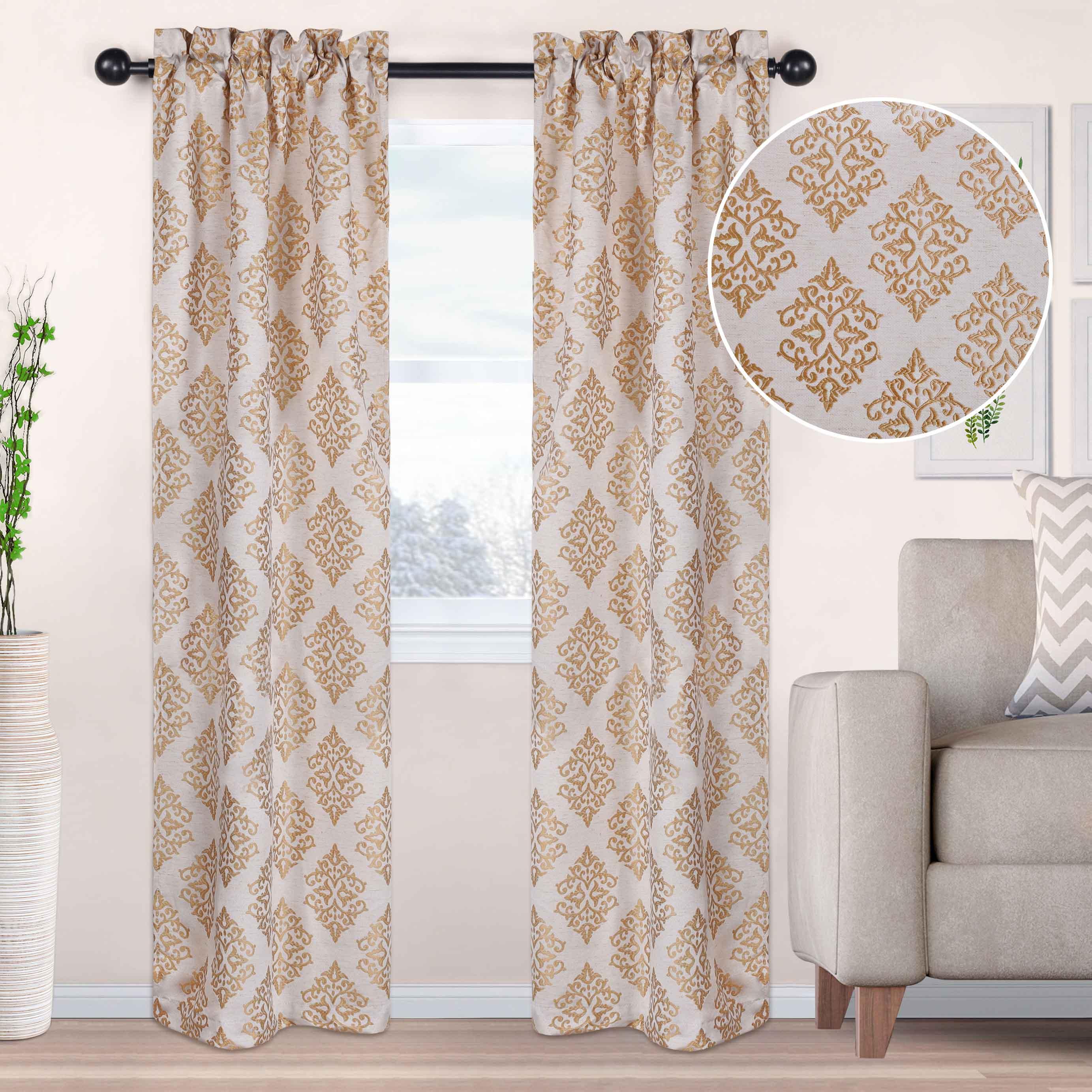 Venetian Damask Jacquard Grommet Traditional Curtain Panel Set - Semi Sheer Curtains by Superior