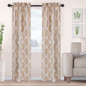 Venetian Damask Jacquard Grommet Traditional Curtain Panel Set - Semi Sheer Curtains by Superior