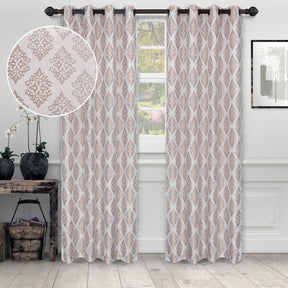 Venetian Damask Jacquard Grommet Traditional Curtain Panel Set - Semi Sheer Curtains by Superior