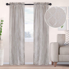 Venetian Damask Jacquard Grommet Traditional Curtain Panel Set - Semi Sheer Curtains by Superior